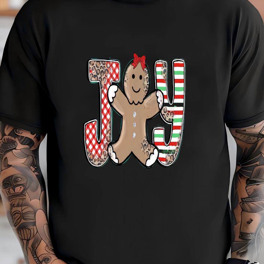 Gingerbread Girl Christmas Long Sve Tee: Joy Holiday Design T-shirt