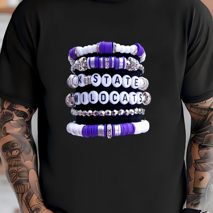 Full Stack Kansas State Inspired Game Day Team Heishi Stacking Bracelets Ksu T-shirt