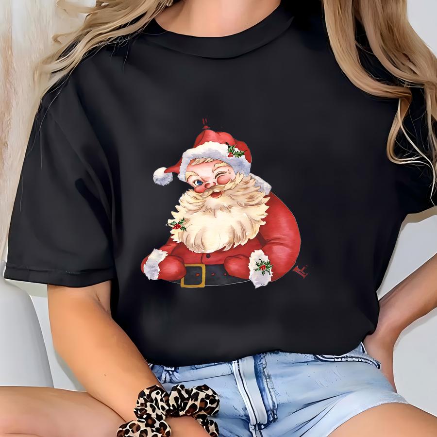 Funny Santa Beard Shirts, Cute Christmas Shirt For Women, Christmas Crewneck, Graphic Christmas Tee, Santa Shirt For Women T-shirt
