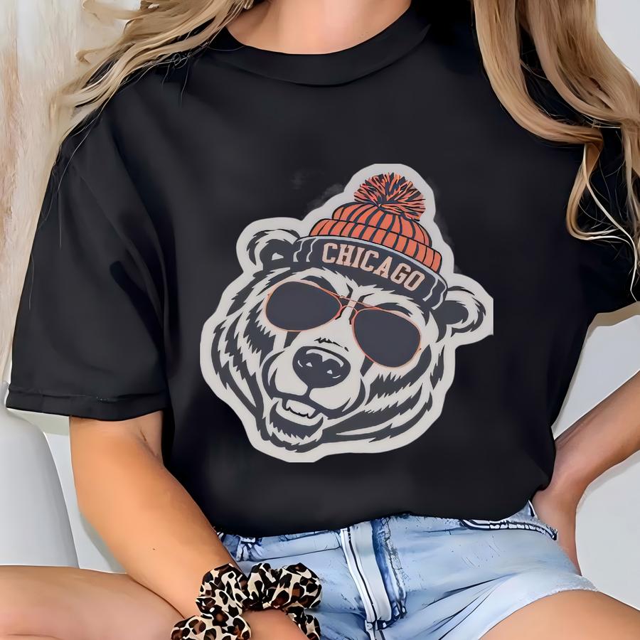 Chicago Football Sticker, Chicago Football Fan Gift, Bear Mascot Sticker T-shirt