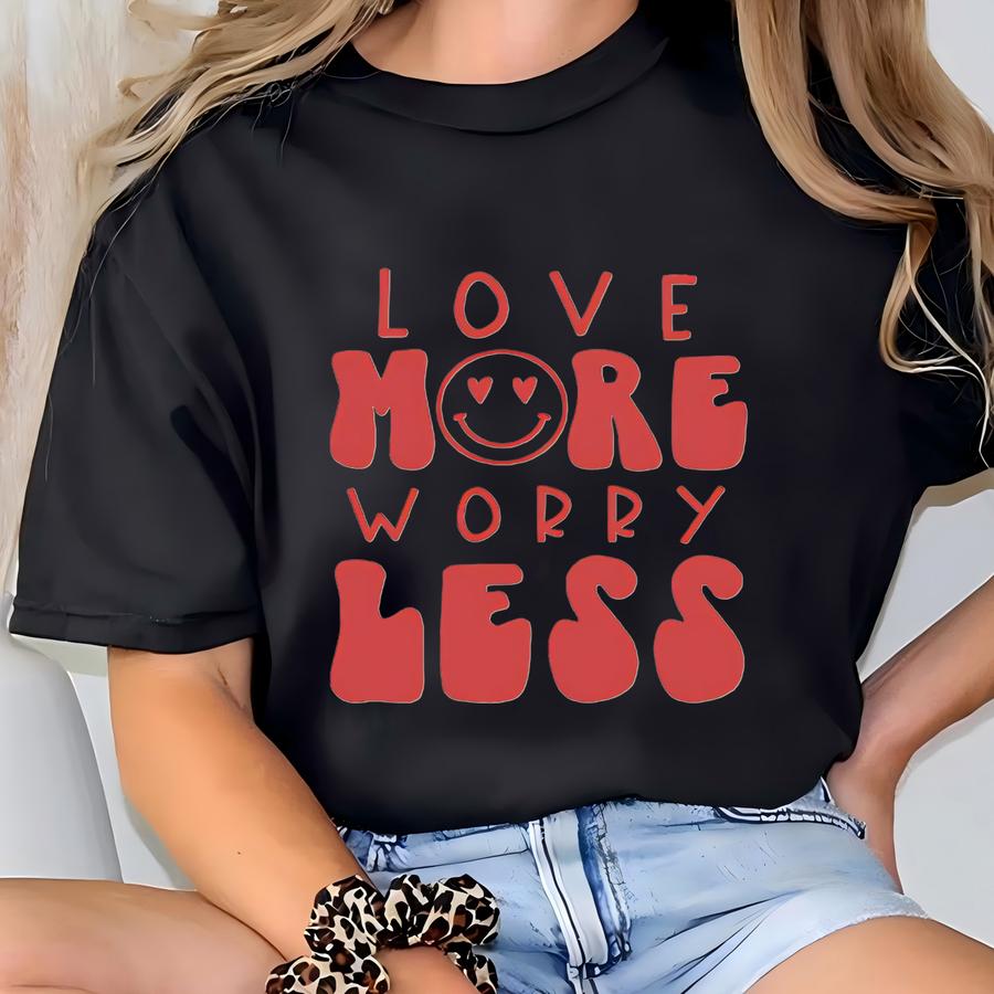 Love More Worry Less Face Toddler Shirt, Cute Kids Tee, Baby ®, Natural Shirt For Baby, Toddler, Youth, Kids T-shirt