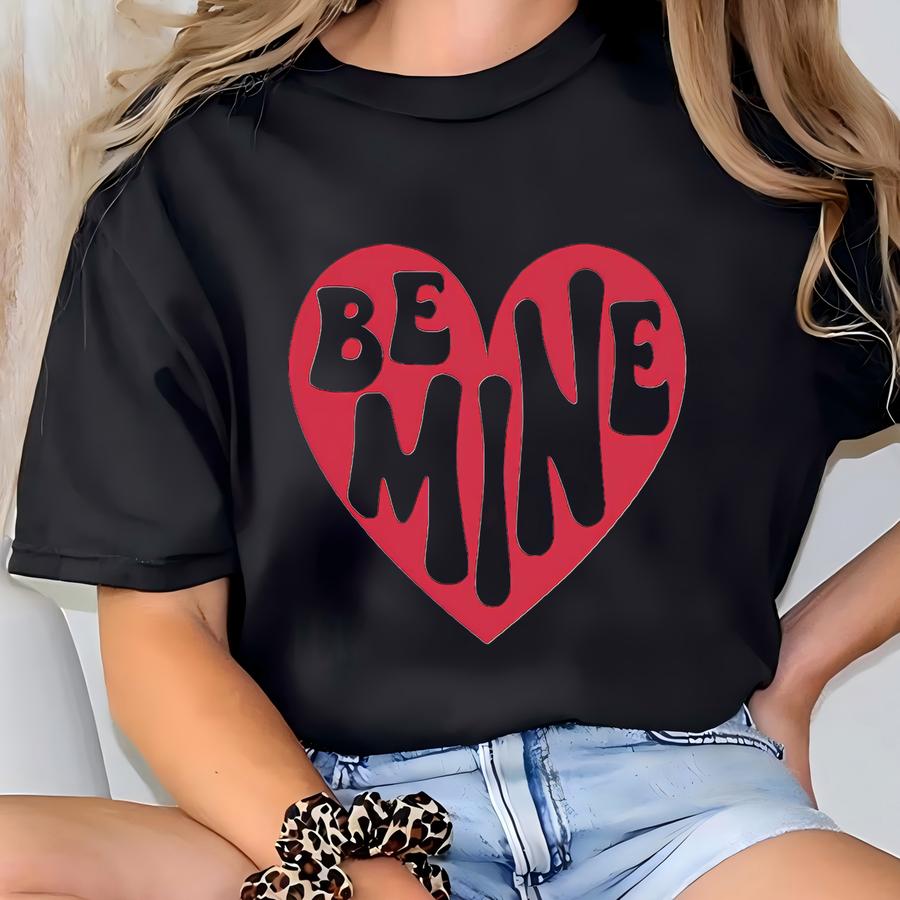 Be Mine Valentine's Day Shirt, Red Heart Toddler Shirt, Kids Valentines Day Tee, Cute Natural Tee For Girls, Be Mine Shirt, Retro Valentine T-shirt