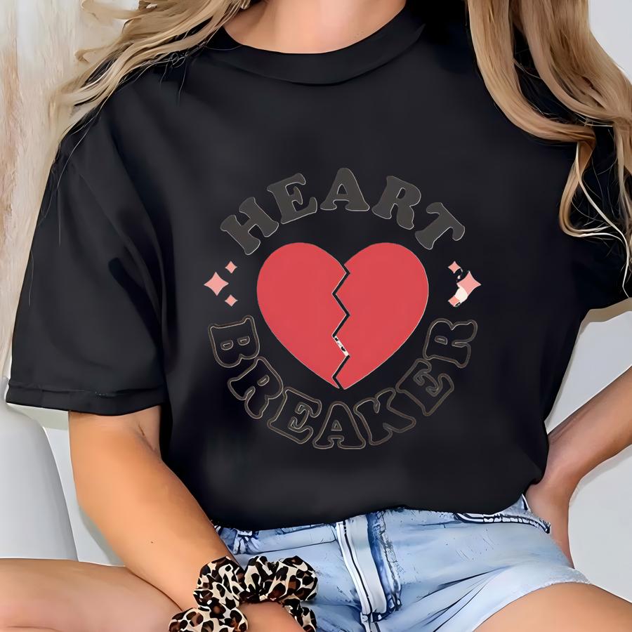 Heart Breaker Valentine's Day Shirt, Heart Toddler Shirt, Red Heart Valentines Day Tee, Natural Tee For Girls, Boys Valentine's Day Shirt T-shirt