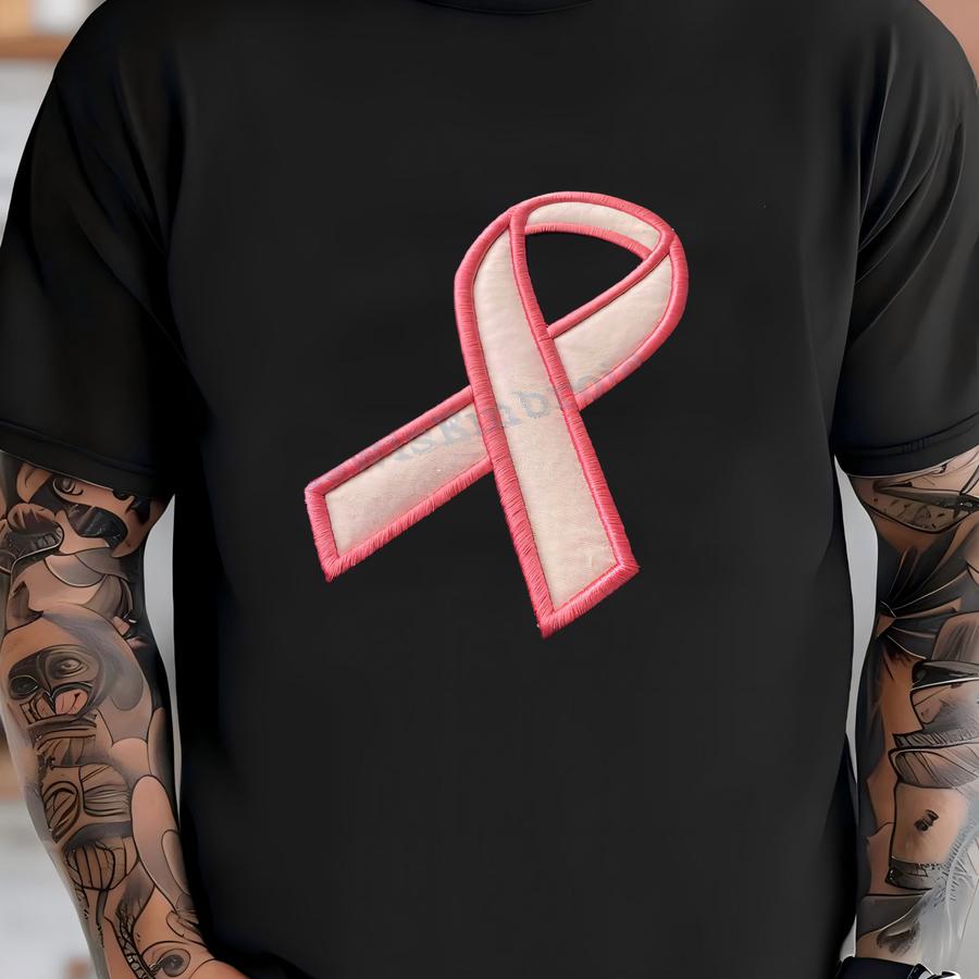 3d Puff Ribbon Applique Y Design - Awareness Ribbon Y - 3d Design - Puff Foam Outline - Cancer Ribbon - Breast Cancer T-shirt