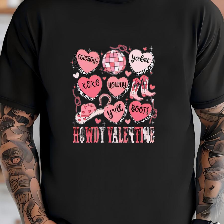 Youth Valentines Sweatshirt: Pink Cowgirl Howdy Valentine T-shirt