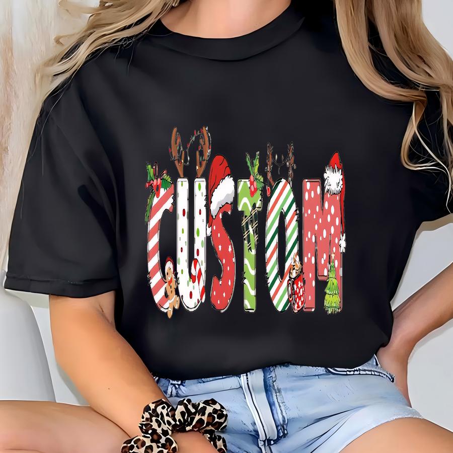 Custom Christmas Tee Tee, Personalized Christmas Tee Tee, Custom Name Christmass, Cute Christmas Tees, Holiday Tee T-shirt