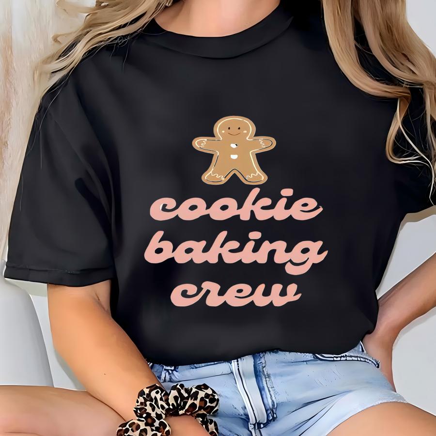 Christmas Baking Crew Kids Holiday Shirt, Toddler Tee, Natural Christmas Cookie Shirt For Kids, Pink Matching Baking Shirts, Gingerbread Man T-shirt