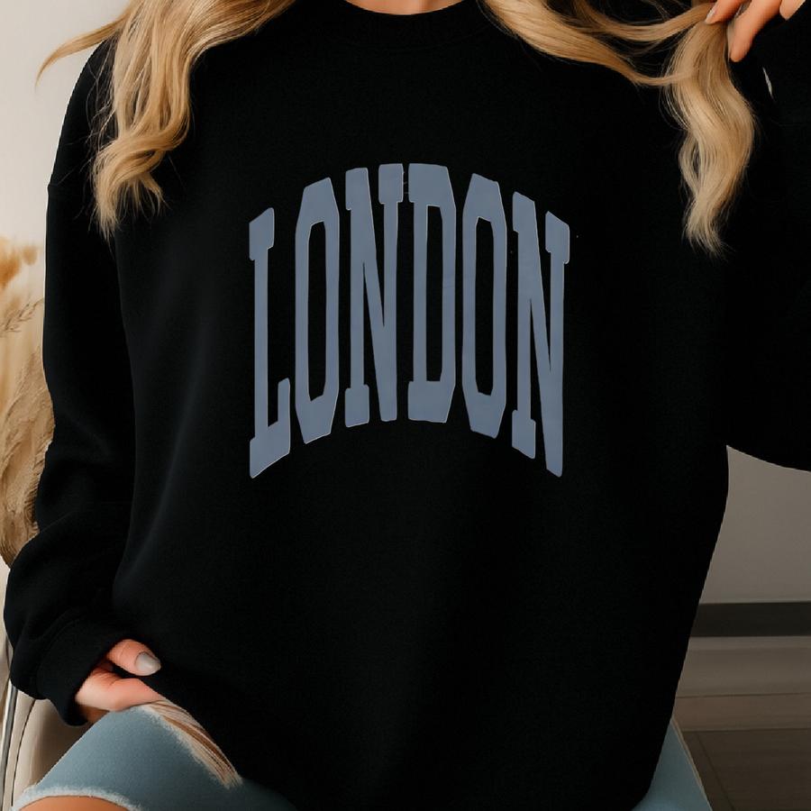 London Sweatshirt Collegiate Crewneck Sweater Unisex Grey Sweatshirt