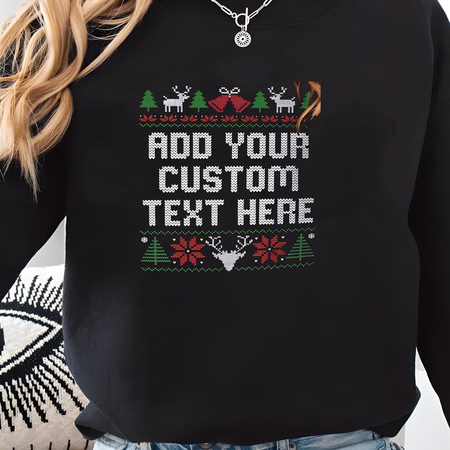Matching Couples,ugly Christmas Sweater,custom Ugly Christmas Sweater,personalized Text,ugly Sweater,ugly Christmas Party,christmas Hoodie Sweatshirt