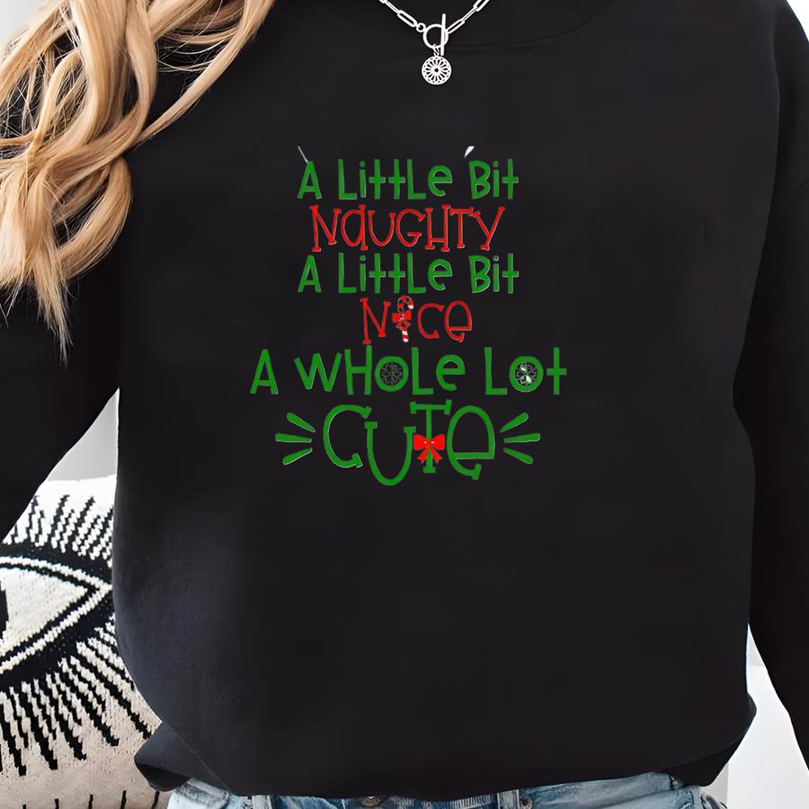 A Little Bit Naughty And A Little Bit Nice Christmas Hooded/crewneck Sweatshirt Funny Unisex Crew Hoodie Adult Plus Size To 4x Youth Sweatshirt