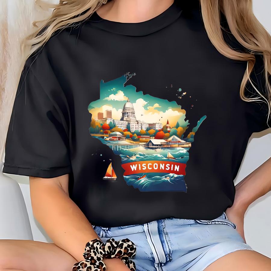 Gift, Shirt, Hoodie, State Shirt, Tshirt, Midwest Shirt, Map, Souvenir T-shirt