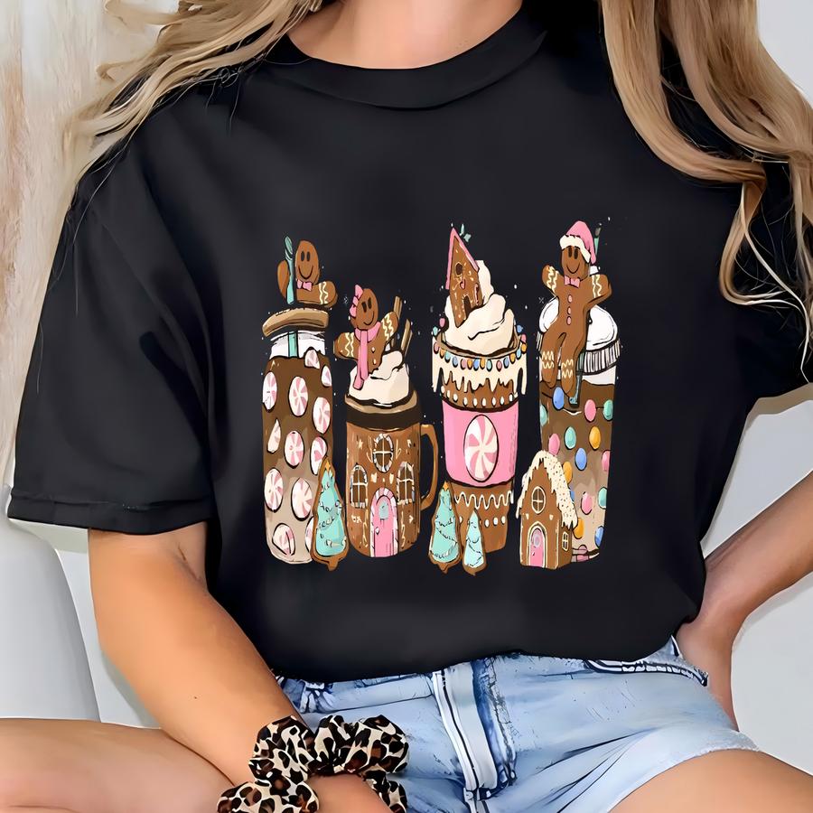 Gingerbread Coffee Christmas Sweatshirt: Holiday Latte Crewneck T-shirt
