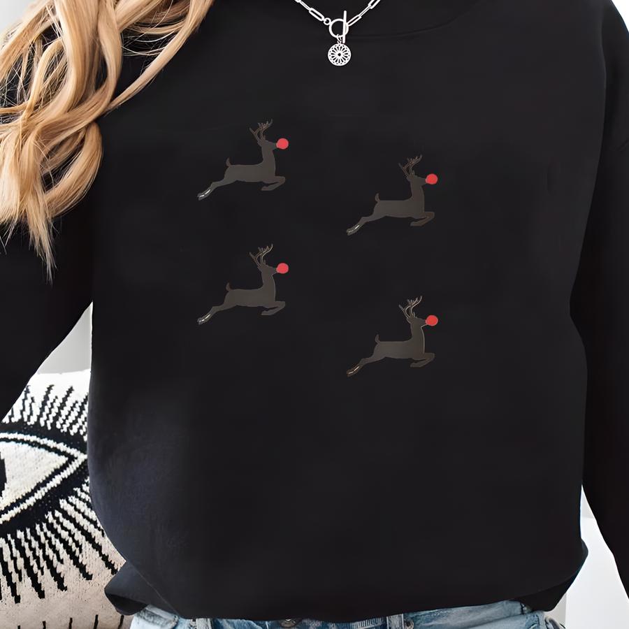 Christmas Deer Sweatshirt Adults And Kids, Holiday Crewneck, Simple Reindeer Design, Multiple Colors Cute Holiday Shirt Gift, Deer Sweater Sweatshirt