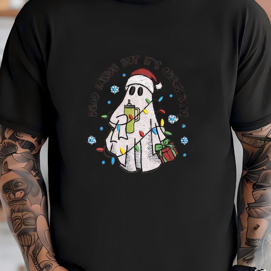 Christmas Sweatshirt, Ghost Shirt, Cute Christmas Ghost Sweatshirt, Christmas Shirt, Dead Inside But It's Christmas T-shirt