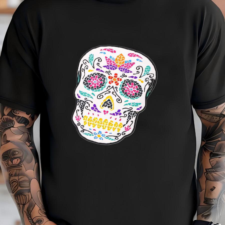 Dia De Muertos Can Cooler: Custom Sugar Skull Koozie T-shirt
