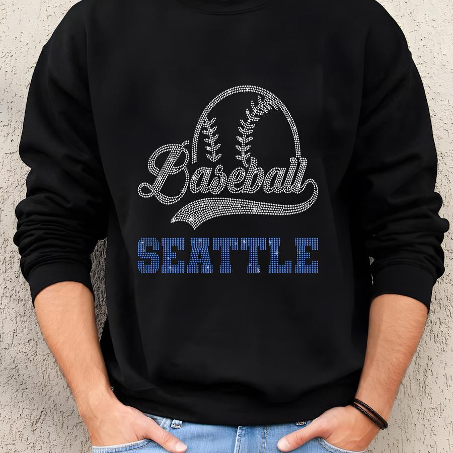 Seattle Baseball Rhinestone Fan Shirt - Game Day Glam Sweatshirt