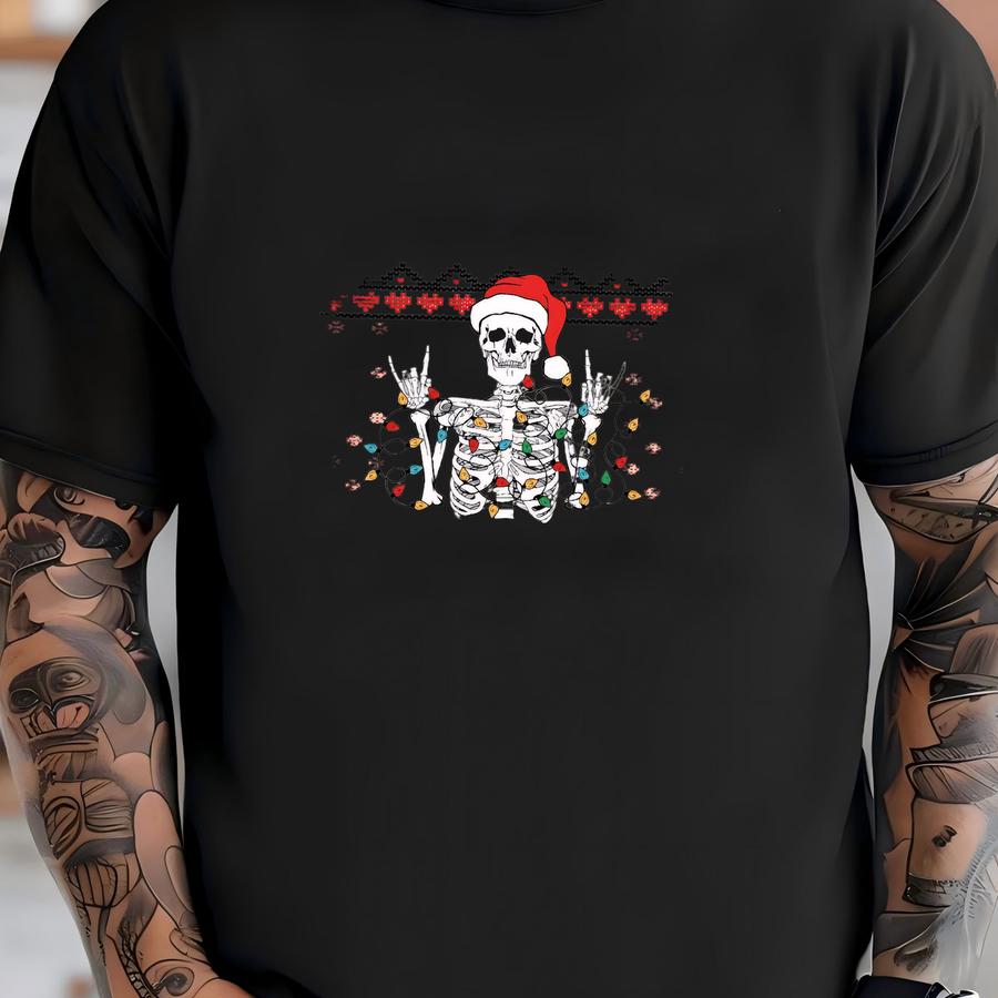 I Prefer Halloween Skeleton Christmas Ugly Sweatshirt, Xmas Lights Gift Sweater, Christmas Party Hoodies, Skeleton Sweater, Holiday Sweaters T-shirt