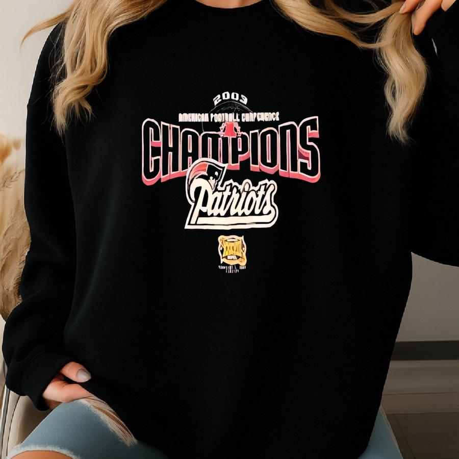 Vintage New England Patriots Long Sve Shirt Made Usa Size Large L Football Afc 2003 Champions Boston Massachusetts Tom Brady 00s Sweatshirt