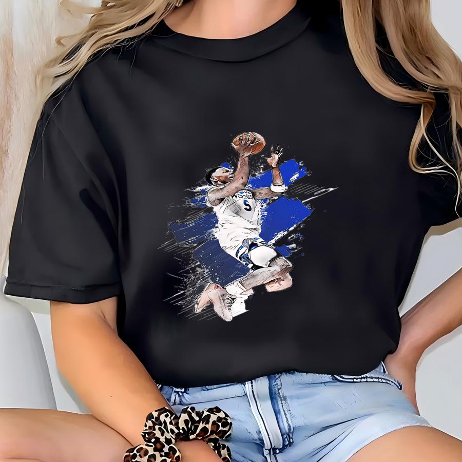 Anthony Edwards Poster Minnesota Wall Art Print Basketball Sports Poster Framed Canvas Print Basketball Player Home Decor H5 T-shirt