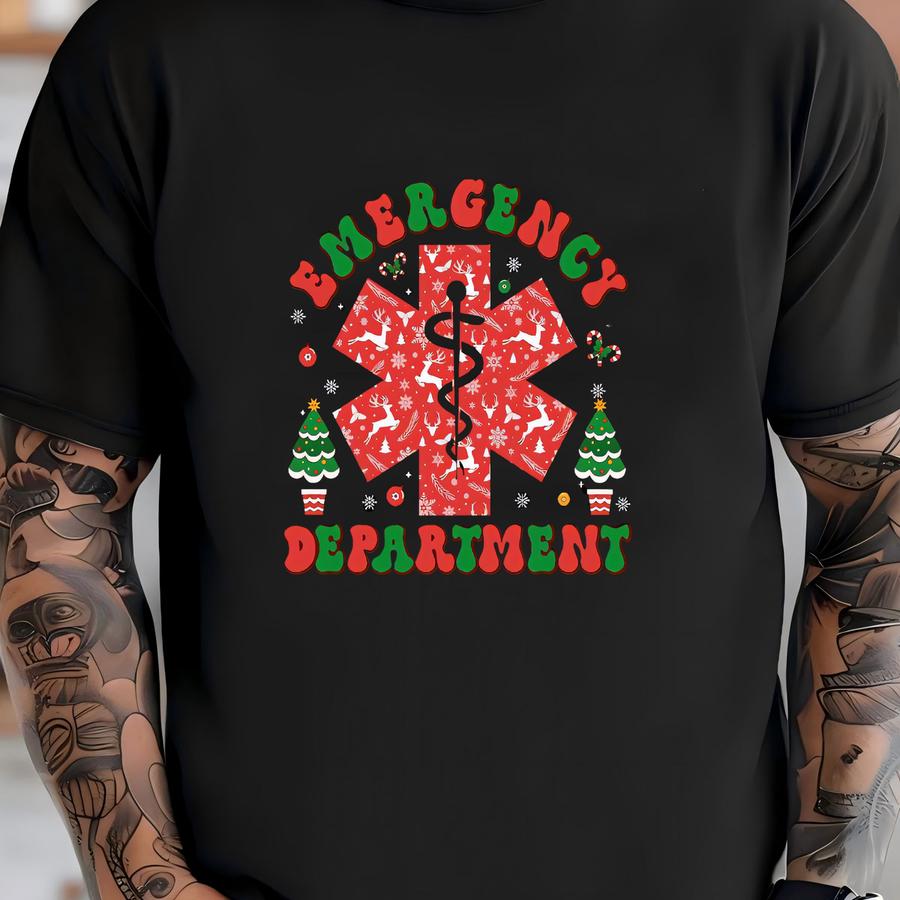 Personalized Emergency Department Christmas Shirt, Er Christmas Shirt Gift For Nurse, Emergency Christmas Er Nurse Shirt T-shirt