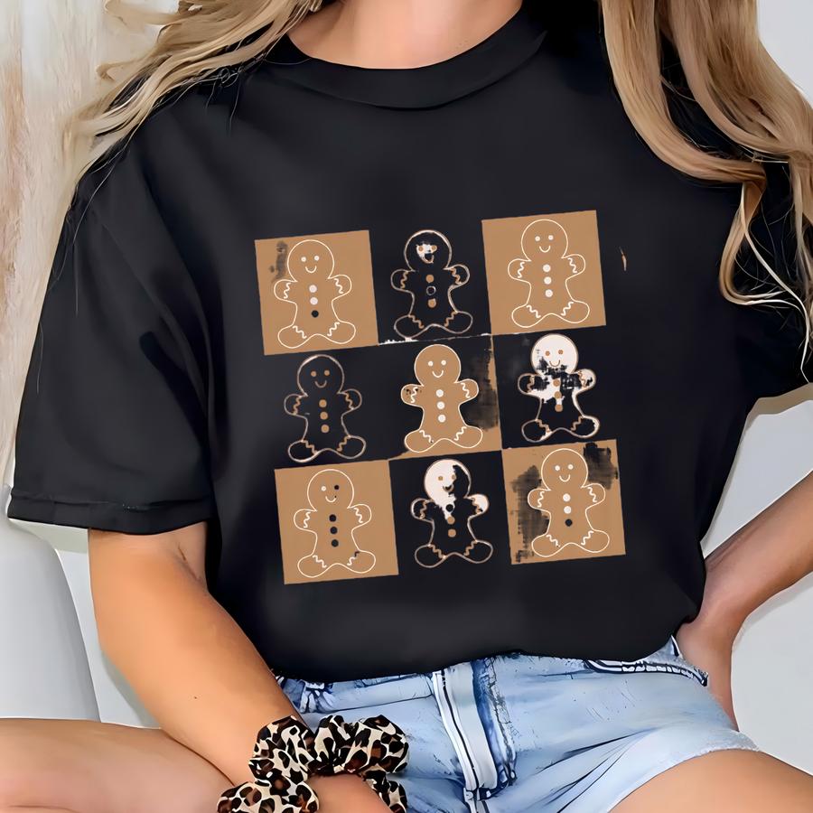 Gingerbread Man Shirt Funny Christmas Tshirt Cute Holiday Season Tee Retro Cozy Xmas Winter Aesthetic Clothing Gift  T-shirt