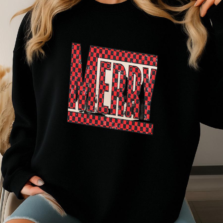 Merry Christmas Sweatshirt Retro Vintage Xmas Sweater Cute Holiday Season Crewneck Cozy Winter Aesthetic Clothing Gift For Her Sweatshirt