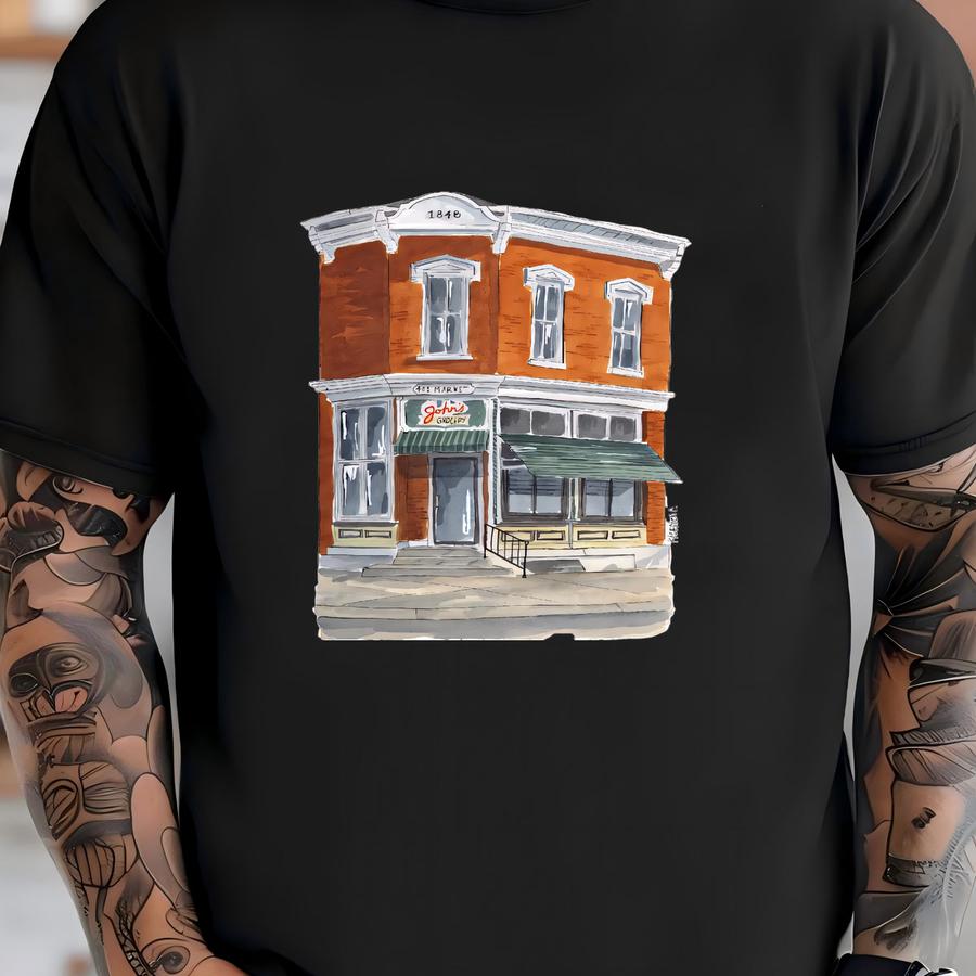 John's Grocery, Iowa City Downtown, Iowa City, Ia Art College Watercolor Art Print T-shirt