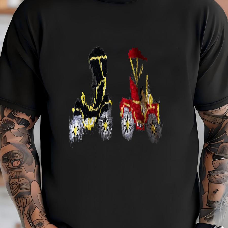 Vintage Wool Shawl Collar Hand Knitted Car Motif Cowichan Pullover. Made In Usa, Size Medium/large. T-shirt