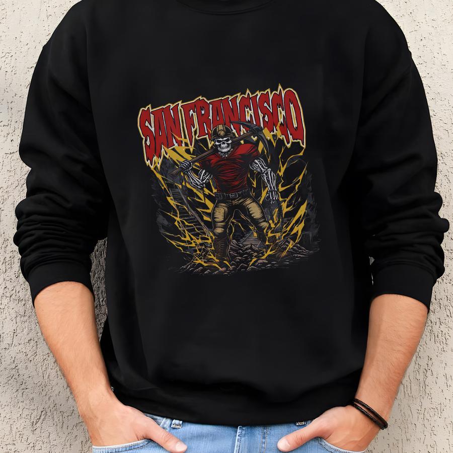 San Francisco Football Sweatshirt - Graphic Crewnecks - Skeleton - Gift Shirt - Bootleg Shirt - Vintage - Skeleton Crewnecks - 49ers Sweatshirt