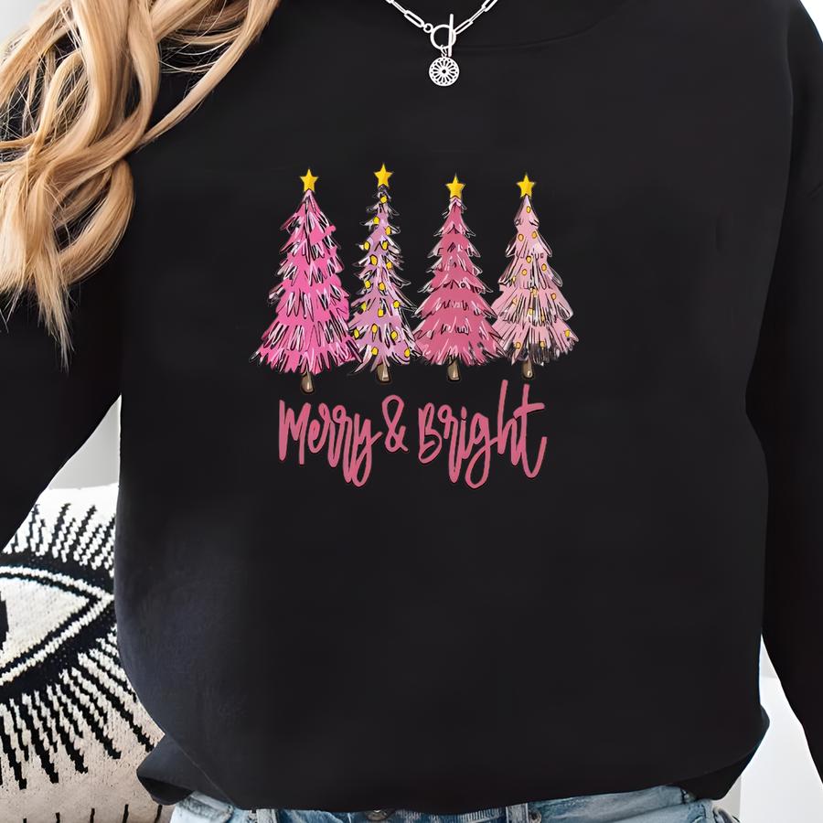 Merry And Bright Sweatshirt, Merry Christmas Sweatshirt, Family Christmas Sweatshirt, Christmas Sweatshirt, Christmas Tree Crewneck, Merry Sweatshirt