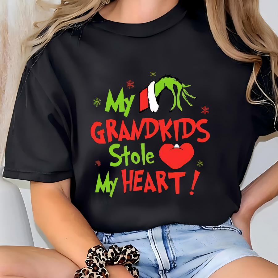 Grandma Christmas Apron: 'grandkids Stole My Heart' Design T-shirt