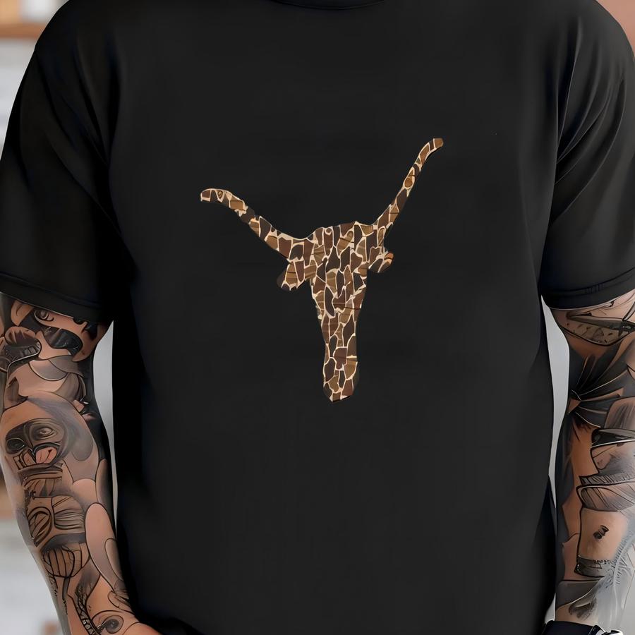 Duck Camo Longhorn Hat, Custom Rope Hat, Custom Texas Longhorn, Camo Texas Hat, Texas Longhorns Hat, Custom Camo Design T-shirt