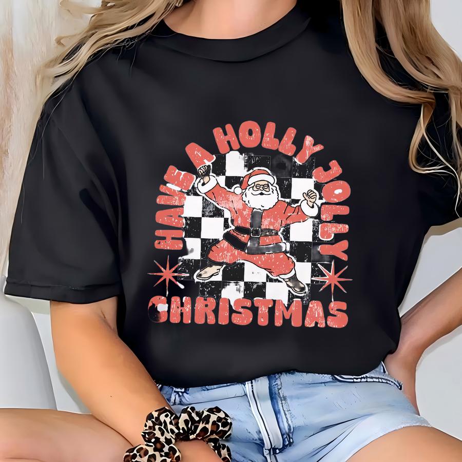 Retro Santa Shirt: Have A Holly Jolly Christmas, Vintage Santa Graphic Tee, Vintage Christmas Graphic Tee, Christmas Matching Couple Shirt T-shirt