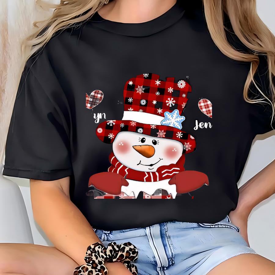 Snowman Grandma, Nana, Gigi, Custom Design With Names. Personalize Grandkids Names. Png Svg Instant Download. Winter Mom Grandparent Graphic T-shirt