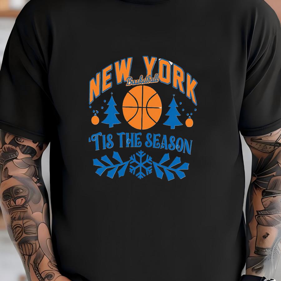 Vintage New York Basketball Tis The Season Sweatshirt, New York Basketball Hoodie, Basketball Retro Unisex Hoodie, Christmas Gifts, For Fan T-shirt