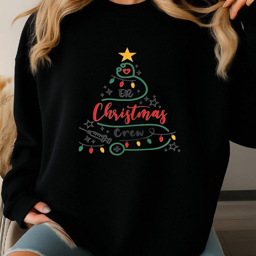 Er Christmas Crew Women Unisex Cotton Tee Sweatshirt
