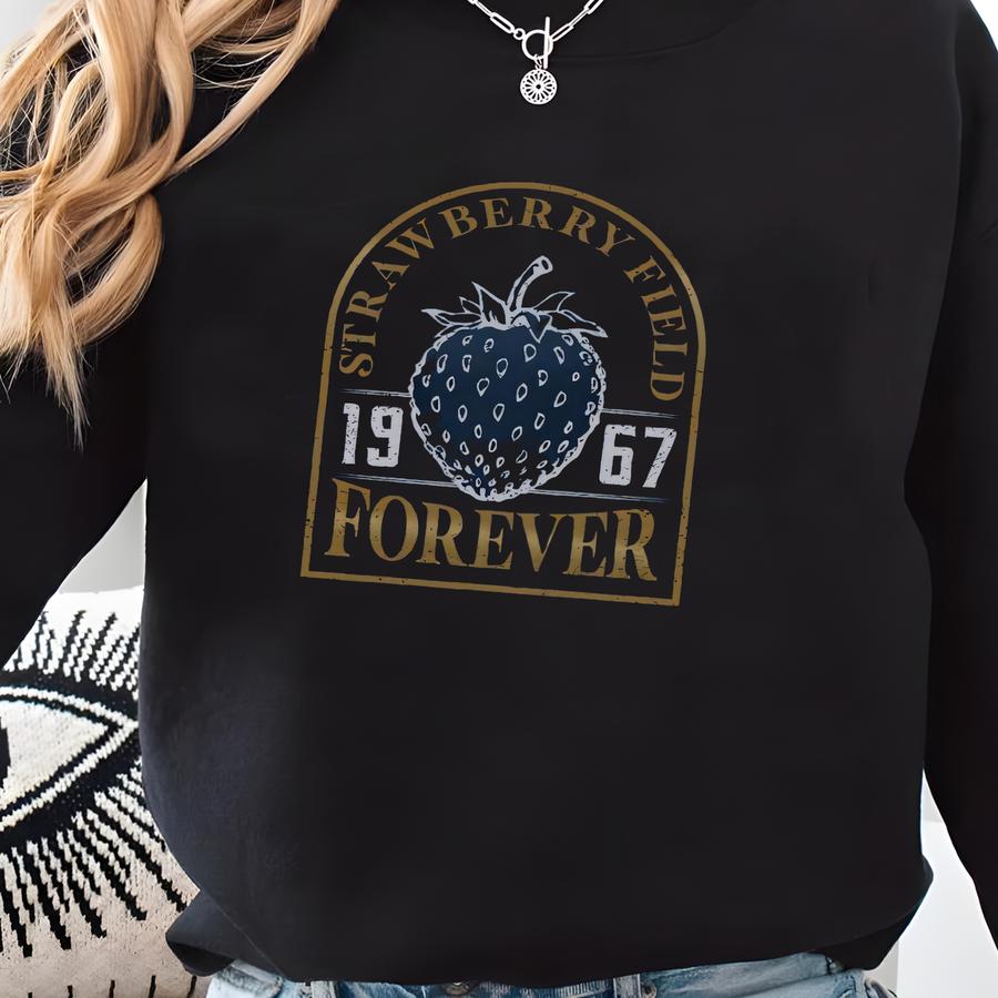 Beatles Strawberry Fields Sweatshirt: Retro Band Crewneck Sweatshirt