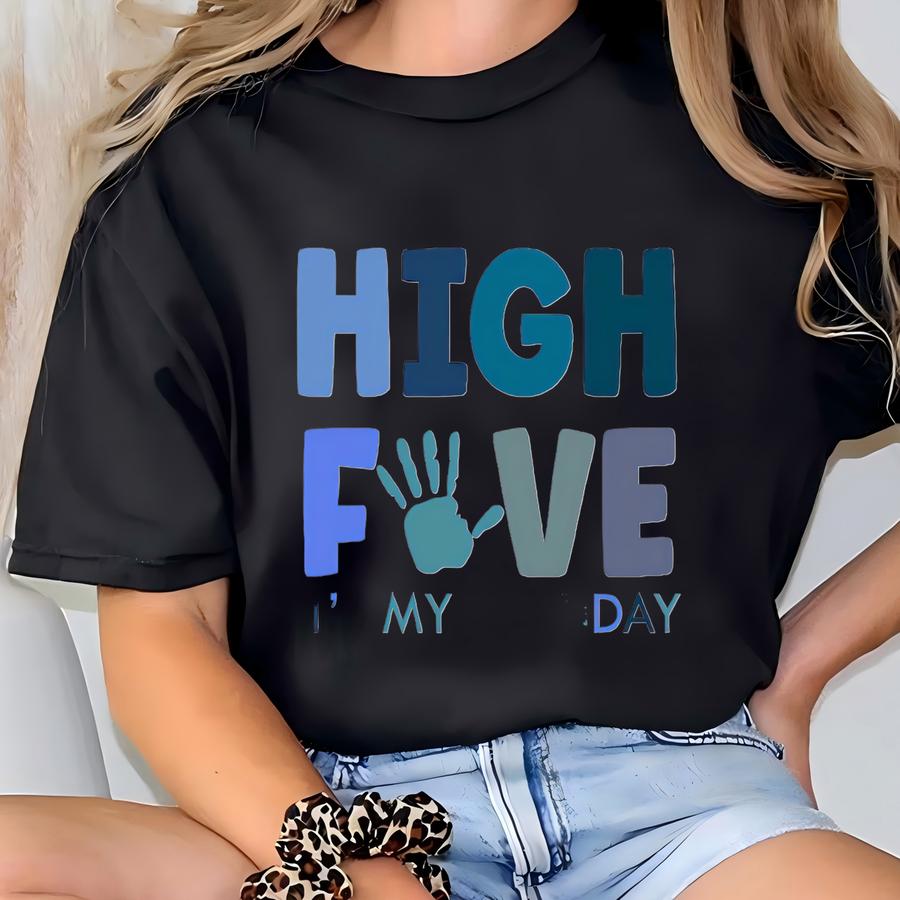 Hi 5 Birthday Hoodie, Boys 5th Birthday Tshirt, 5th Birthday Outfit, 5 Hand Fifth Birthday Shirt, Birthday Boy 5th Birthday Party Shirt T-shirt