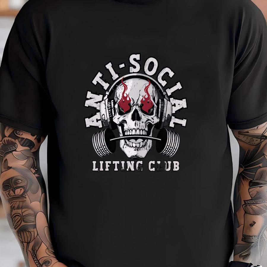 Anti Social Lifting Club Shirt, , Gym Pump Cover, Fitness Shirt, Weight Lifting Gift, Oversized Gym Tshirt, Gym Clothes T-shirt