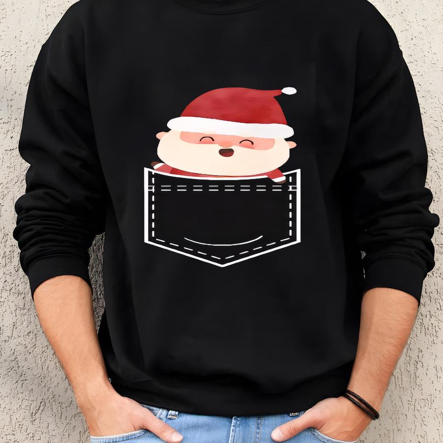 Santa Pocket Shirt, Mini Santa Shirt, Christmas Santa Shirt, Santa Claus Shirt, Cute Santa Shirt, Family Xmas Shirt, Merry Christmas Tee Sweatshirt