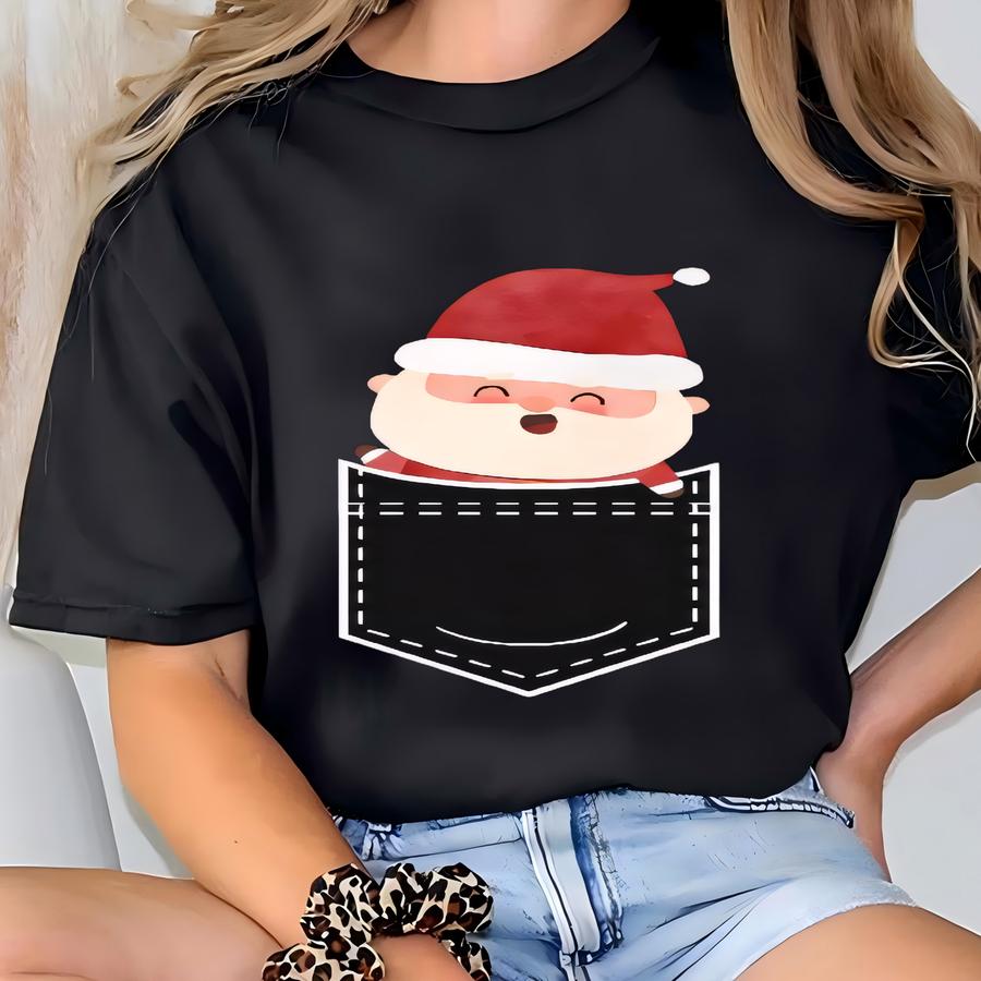 Santa Pocket Shirt, Mini Santa Shirt, Christmas Santa Shirt, Santa Claus Shirt, Cute Santa Shirt, Family Xmas Shirt, Merry Christmas Tee T-shirt
