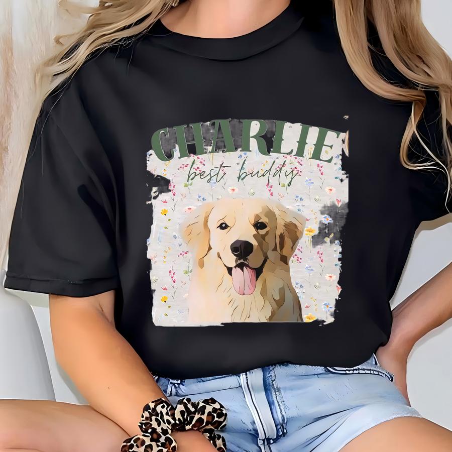 Custom Floral Pet Portrait Sweatshirt: Personalized Dog Or Cat Hoodie T-shirt
