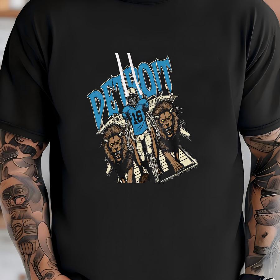 Detroit Football Hoodie - Graphic Hoodie - Skeleton Shirt - - Gift Hoodie - Bootleg - Vintage - Skeleton Football - Lions T-shirt