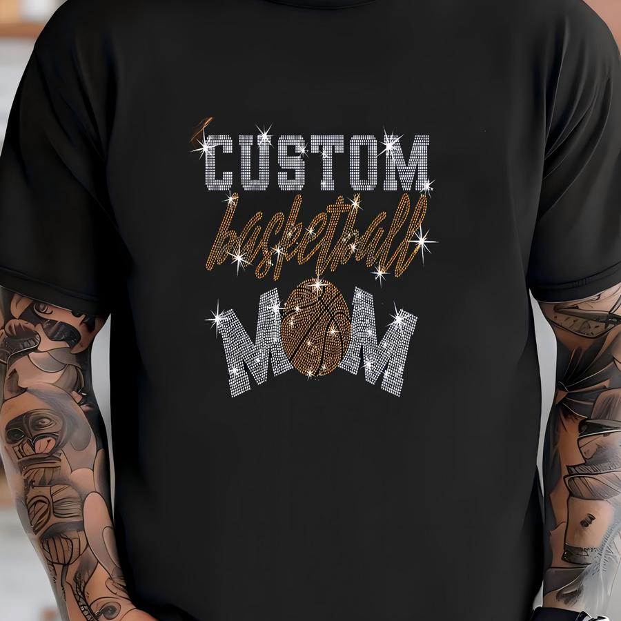 Personalized Rhinestone Basketball Mom Shirt: Custom Team Tee T-shirt