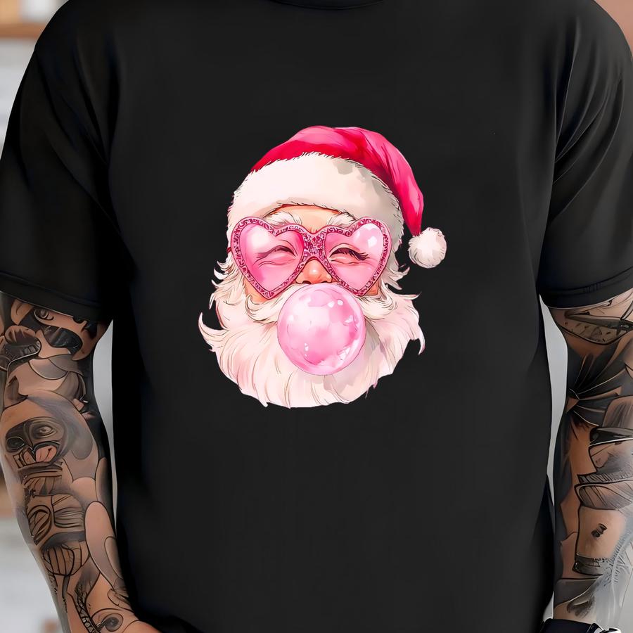 Women's Christmas Sweatshirt | Pink Santa Claus Sweatshirt | Vintage Santa Bubble Sweatshirt Christmas Gift | Mama Mini Sweatshirts T-shirt