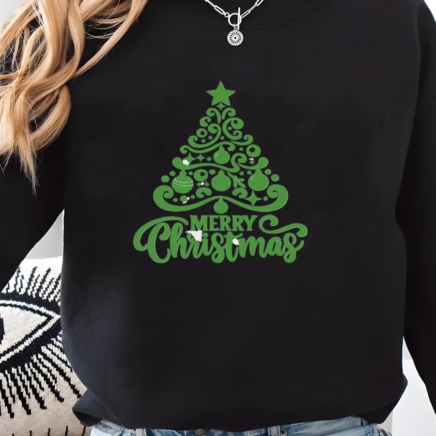 Christmas Tree Ornaments, Christmas Sign, Pine Tree, Merry Christmas, Christmas Ceramic Ornament, Ceramic Keepsake Sweatshirt