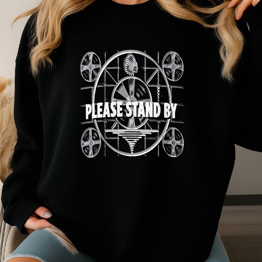 Please Stand By Tv Pattern Unisex Retro Crewneck Sweatshirt Bygone Brand Sweatshirt