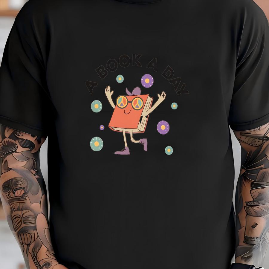 Book A Day Retro Shirt | Bookish Mental Health Shirt | Read More Book Lover Bookworm Booktok Romance Reader Book Addict Romantasy T-shirt