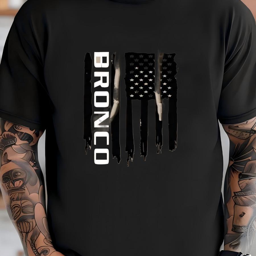 Bronco American Flag Usa Patriotic Pullover Hoodie T-shirt