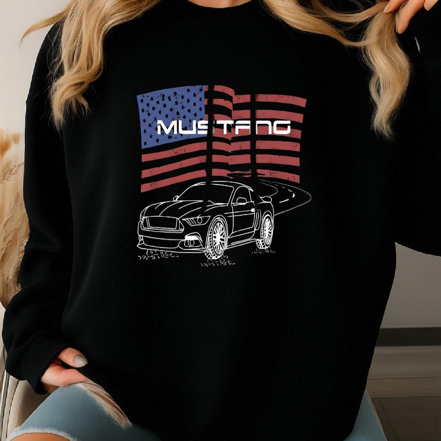 Mustang S550 Coyote 5.0 American Flag Usa Pullover Hoodie Sweatshirt